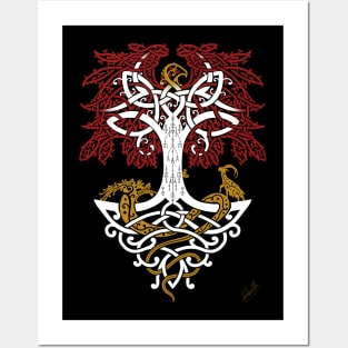Yggdrasil and Creatures Norse Mythology Knotwork Posters and Art